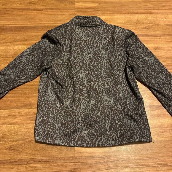 Tommy Hilfiger Gray and Brown Animal print Open Front Blazer jacket | Women Size - Picture 12 of 13